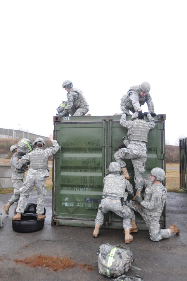 Moving over container obstacle