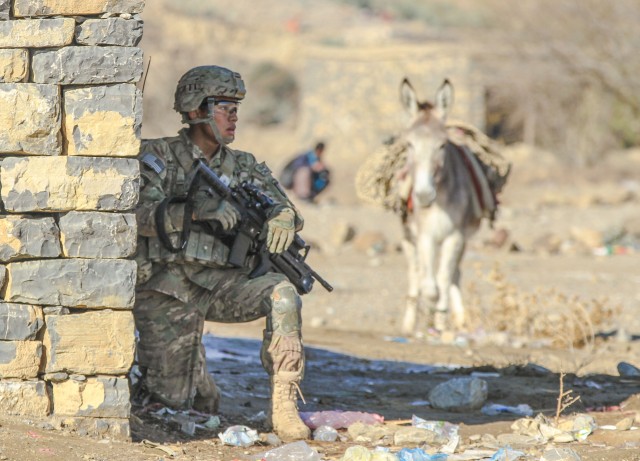 Partnered with Rakkasans, Afghan police patrol border