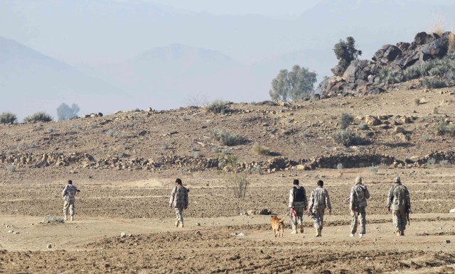 Partnered with Rakkasans, Afghan police patrol border