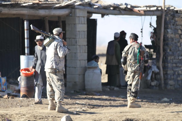 Partnered with Rakkasans, Afghan police patrol border
