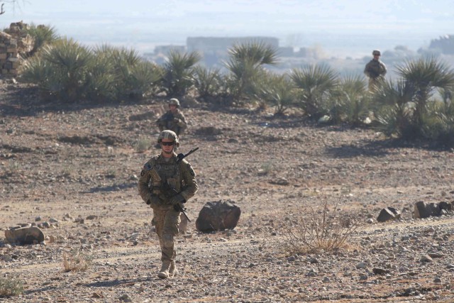Partnered with Rakkasans, Afghan police patrol border