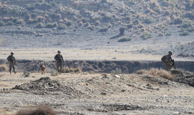 Partnered with Rakkasans, Afghan police patrol border