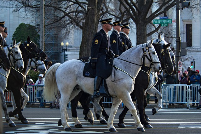 Soldiers march in 2013 Presidential Inauguration