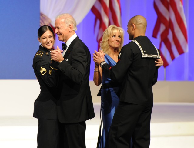 Bidens Dancing with Service Members