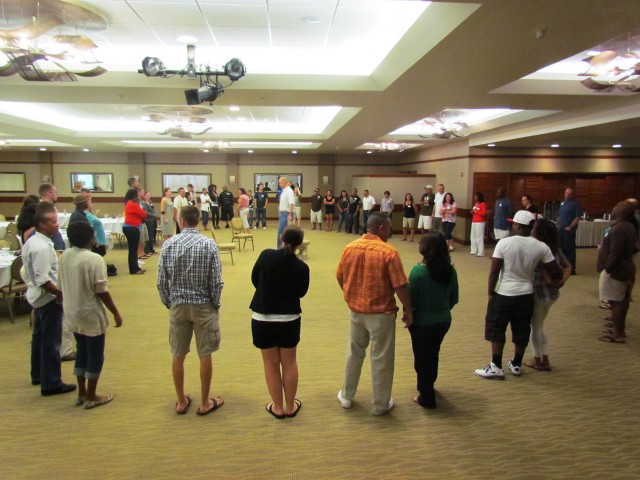 Members participate in mine filed exercise during retreat