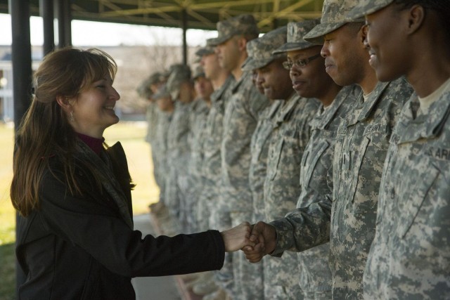 Army Reserve soldiers march on Pennsylvania Avenue during 57th Presidential Inaugural Parade