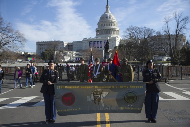 81st Wildcat WWI color guard marches in 57th Presidential Inauguration parade