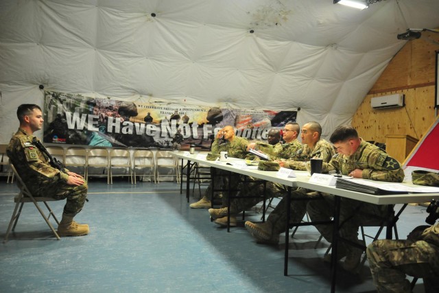 Deployed CTF 4-2 soldiers attend promotion board