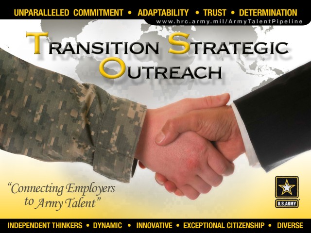 U.S. Army Transition Strategic Outreach (TSO) grahphic panel