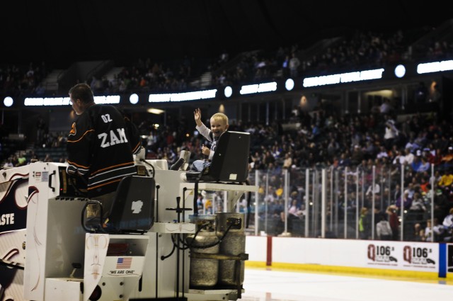 ASC Soldier drops puck at Military Appreciation Night