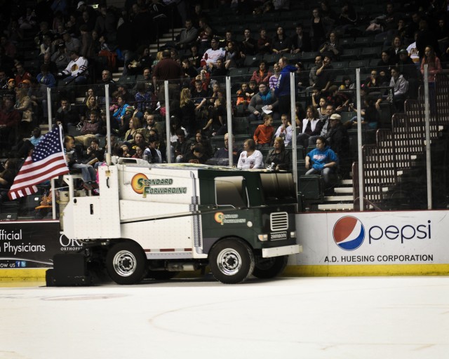 ASC Soldier drops puck at Military Appreciation Night