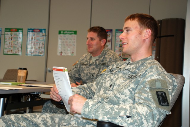 Soldiers learning Spanish