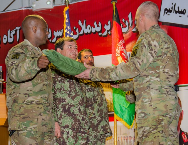 1st Security Force Assistance Brigade, 10th Mountain Division (LI), uncases brigade colors