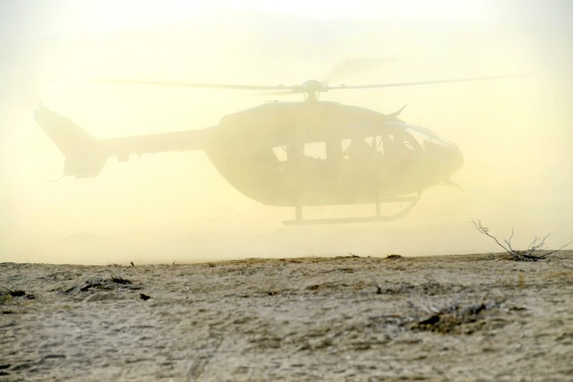 Kiowa lands in dust