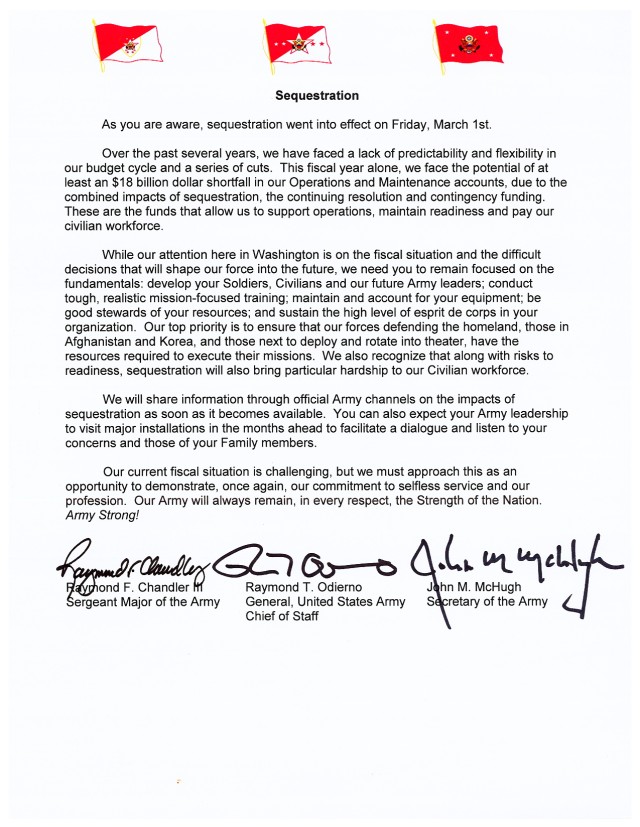 Sequestration tri-signed letter (photo)