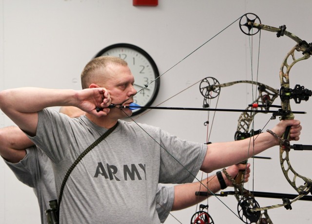 Army Warrior Games athletes compete during Archery and Sitting Volleyball Trials