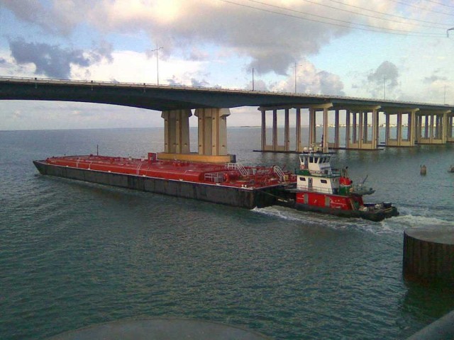 A vessel travels along the GIWW