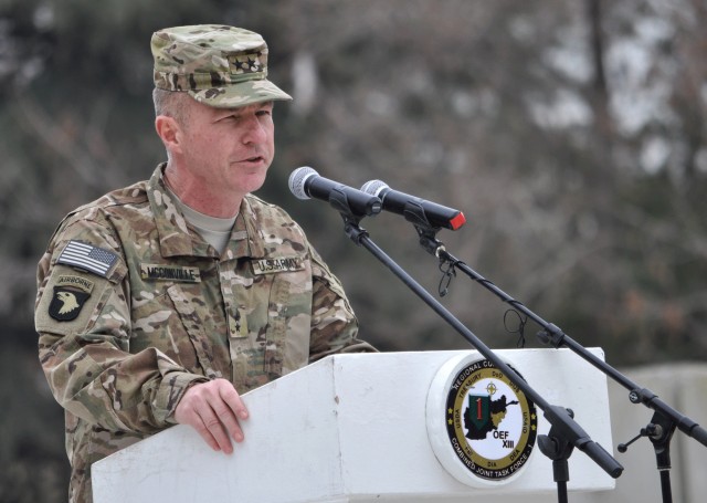Maj. Gen. McConville speaks at TOA ceremony