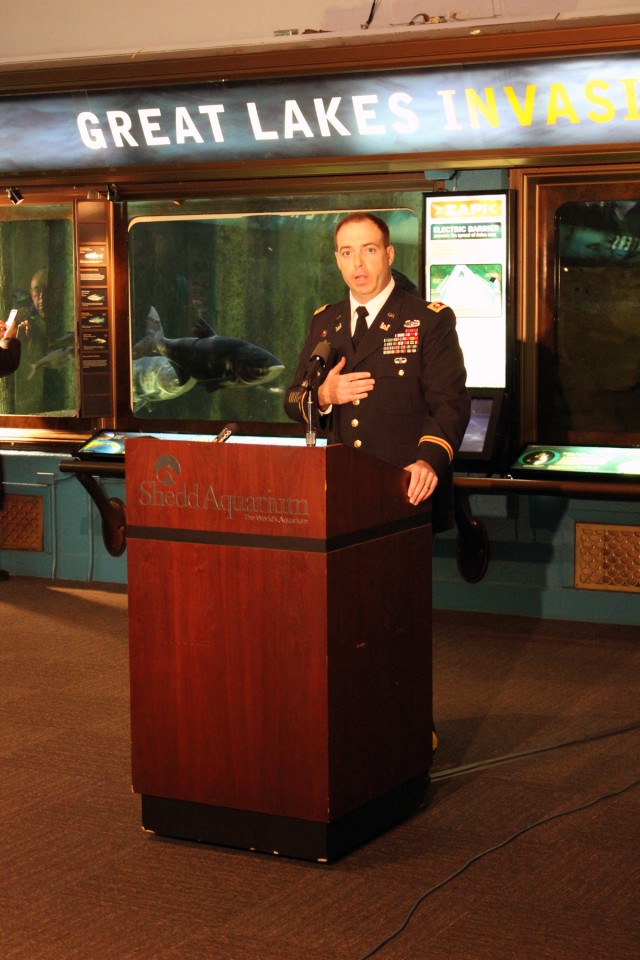 Press conference at Shedd Aquarium to introduce new bighead carp