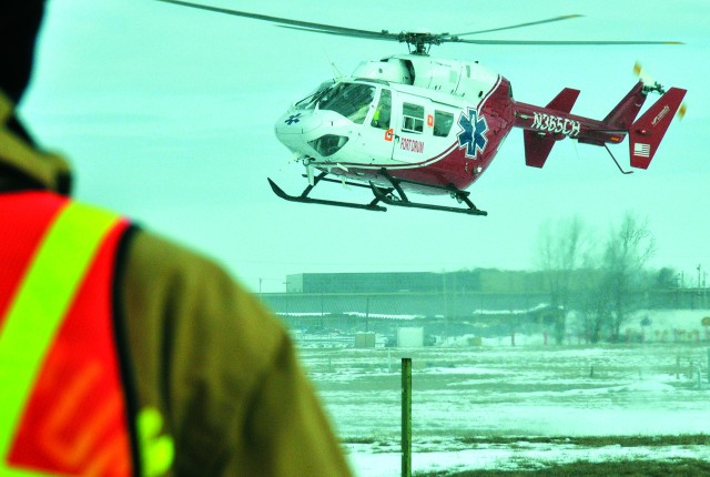 Fort Drum emergency personnel respond to simulated helicopter crash