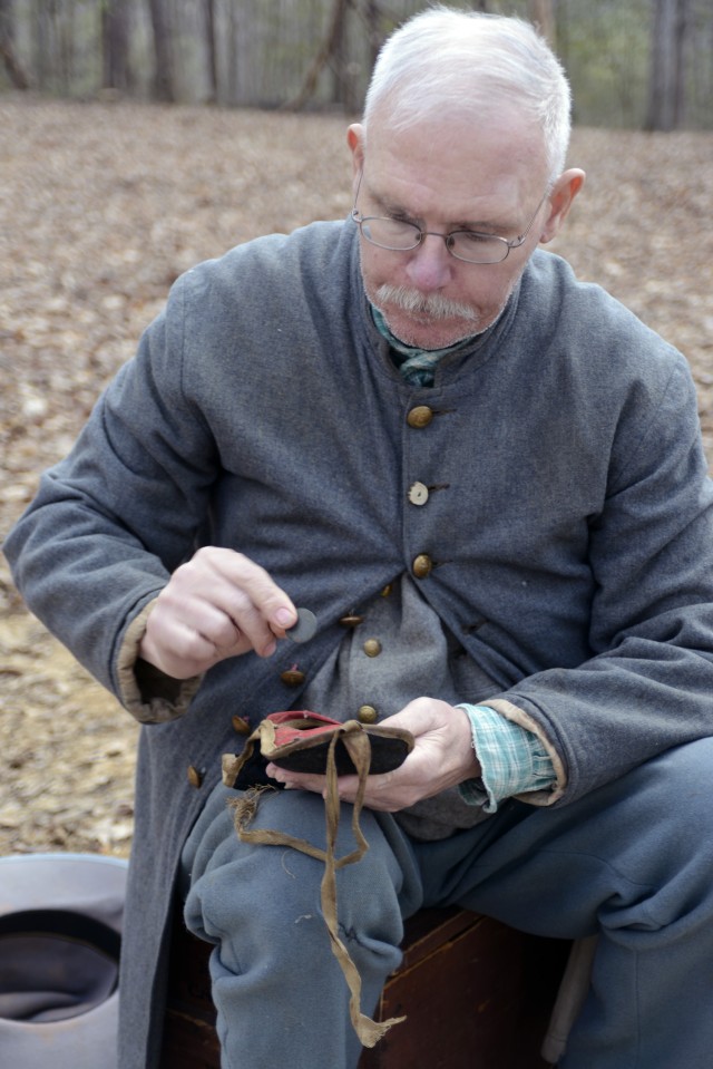 Re-enactor Woodford Broaddus of Company I, 47th Virginia Infantry