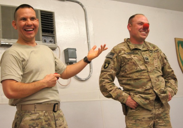 Army major clowns around at FOB Lightning