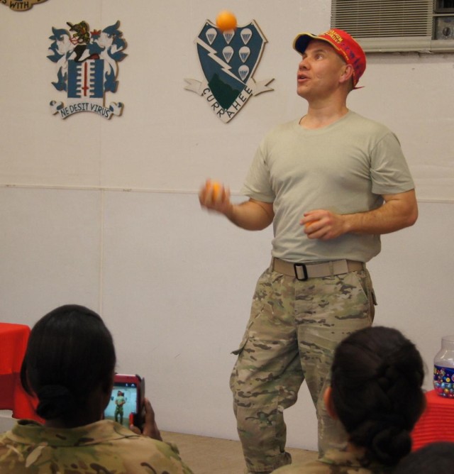 Army major clowns around at FOB Lightning