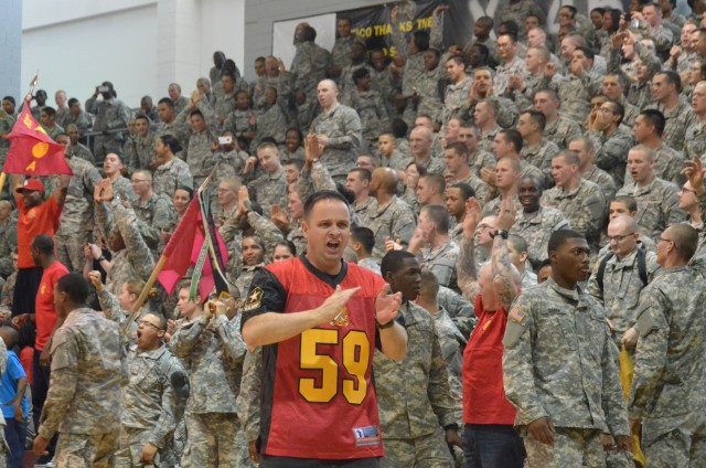 Commander cheers his troops