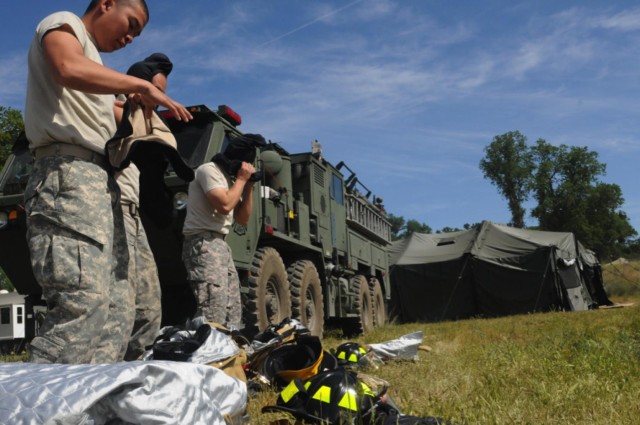 Firefighters suit up for training mission