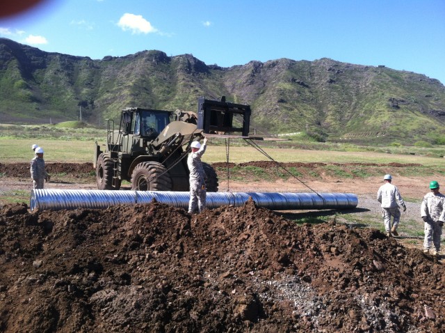 561st Engineers repair road on Marine base