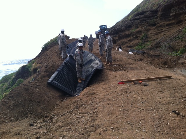 561st Engineers repair road on Marine base
