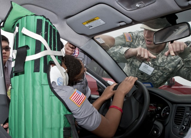 Beeson instructs through windshield