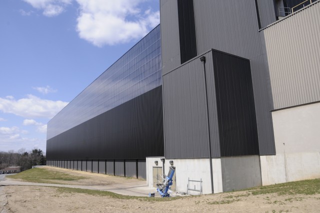 Solar wall at the Defense Logistics Agency's Eastern Distribution Center in New Cumberland, Pa.