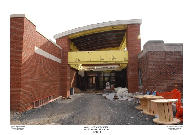 Photograph of the new entrance during renovation.