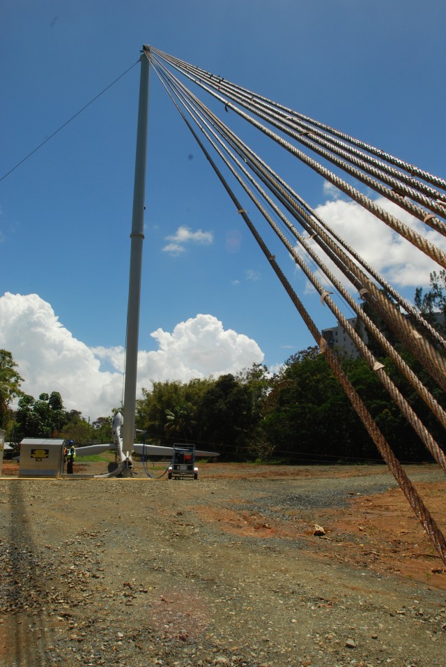 Wind turbine installation at Fort Buchanan