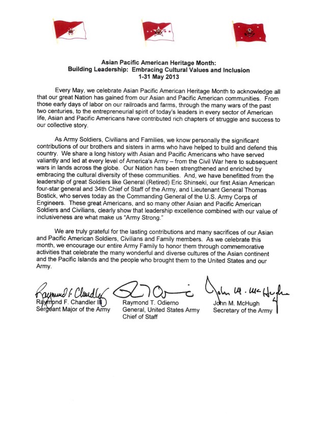 2013 Asian Pacific American Heritage Month Tri-signed Letter