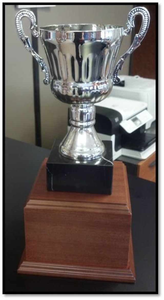 This is the cup that will be awarded to the winning facility.