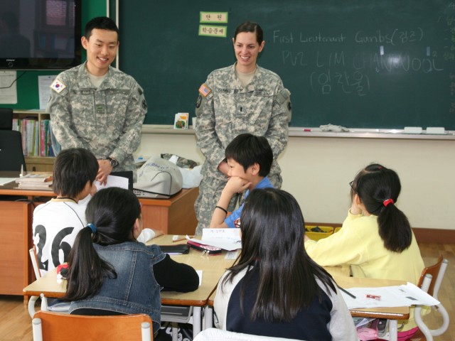 Eighth Army Soldiers teach English to students