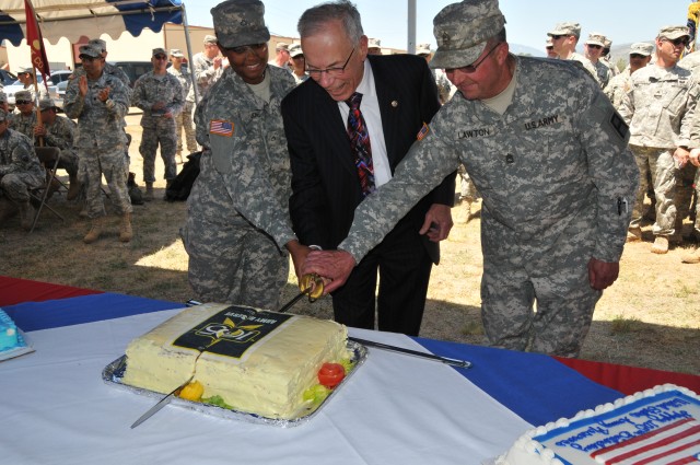 Cutting the cake at Fort Hunter Liggett