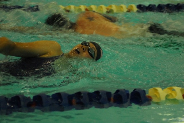 Veteran Ashley Crandall Swims a Lap During Training