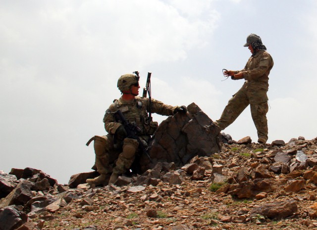 3rd Platoon, Company D, 2nd Battalion, 506th Infantry Regiment, 4th Brigade Combat Team, 101st Airborne Division, patrols with the Afghan Uniform Police
