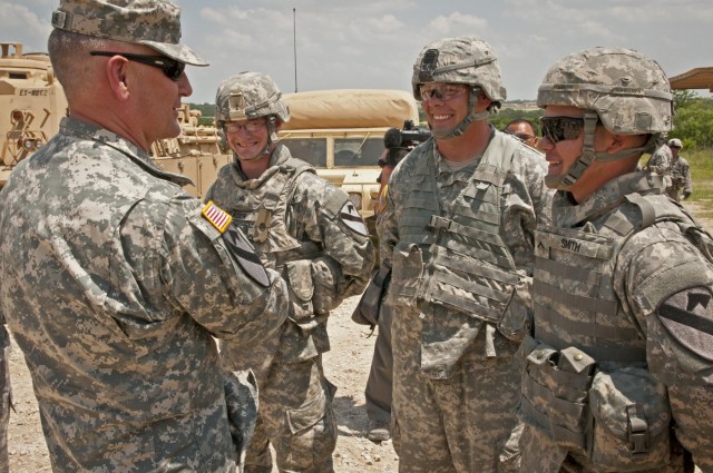Sergeant major of the Army visits 2-8 Cavalry tankers on Fort Hood