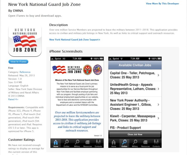 New York National Guard Job Zone App