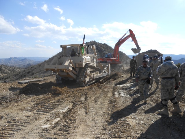 Afghan engineers reinforce the Pir Kowti Valley
