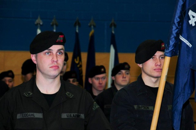 Sgt. 1st Class Douglas Lodahl in front of his Platoon