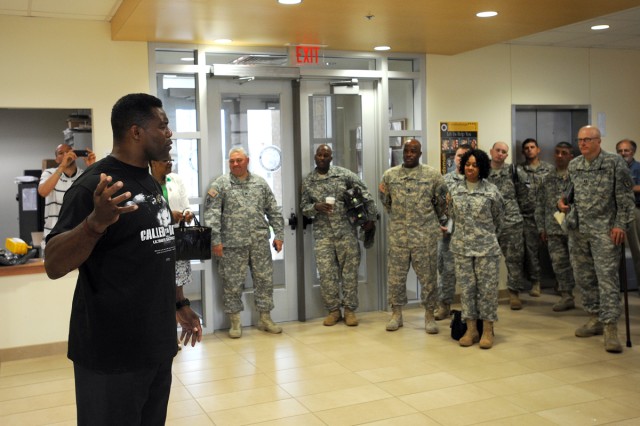Addressing the troops