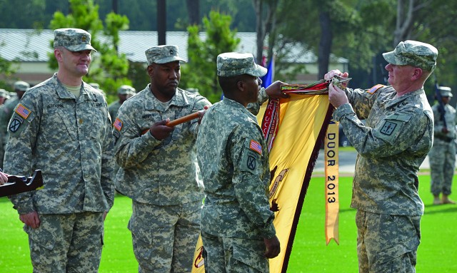 Quartermaster General places a banner