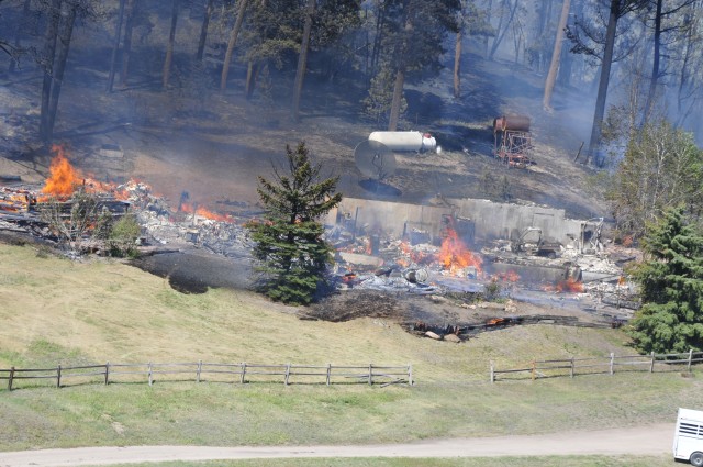Flames remain