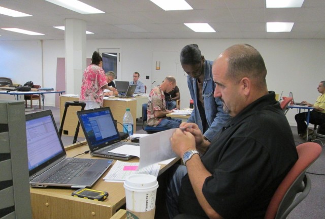 Data input at Army Corps work room at JB Pearl Harbor