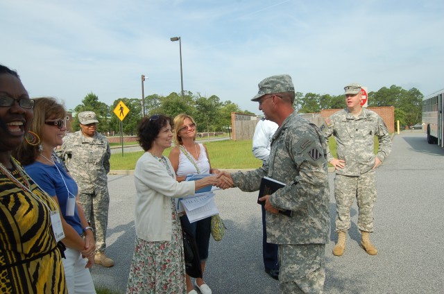 Lt. Col. Knedel greets Jacksonville Battalion educators